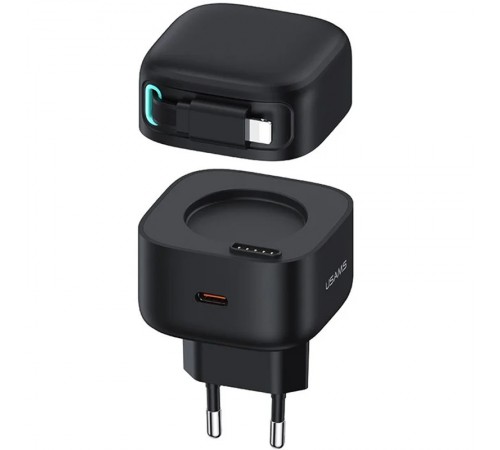 МЗП Usams US-CC209 GaN With Lightning Magnetic Retractable Cable Module XMF Ser. 35W (2USB-C) Black МЗП Usams US-CC209 GaN With Lightning Magnetic Retractable Cable Module XMF Ser. 35W (2USB-C) Black