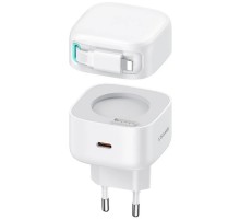 МЗП Usams US-CC209 GaN With Lightning Magnetic Retractable Cable Module XMF Ser. 35W (2USB-C) White