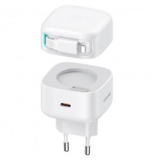 МЗП Usams US-CC209 GaN With Lightning Magnetic Retractable Cable Module XMF Ser. 35W (2USB-C) White
