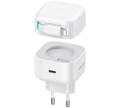 МЗП Usams US-CC209 GaN With Lightning Magnetic Retractable Cable Module XMF Ser. 35W (2USB-C) White МЗП Usams US-CC209 GaN With Lightning Magnetic Retractable Cable Module XMF Ser. 35W (2USB-C) White