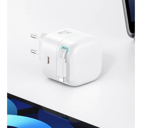 МЗП Usams US-CC209 GaN With Lightning Magnetic Retractable Cable Module XMF Ser. 35W (2USB-C) White МЗП Usams US-CC209 GaN With Lightning Magnetic Retractable Cable Module XMF Ser. 35W (2USB-C) White
