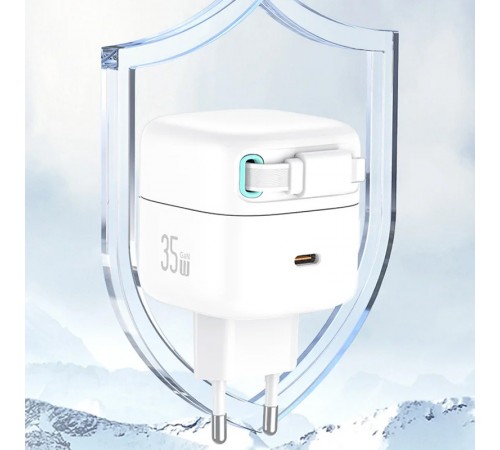 МЗП Usams US-CC209 GaN With Lightning Magnetic Retractable Cable Module XMF Ser. 35W (2USB-C) White МЗП Usams US-CC209 GaN With Lightning Magnetic Retractable Cable Module XMF Ser. 35W (2USB-C) White