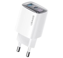 МЗП Usams US-CC229 GaN Digital Display XC Ser. 30W (1USB-A/1C) White