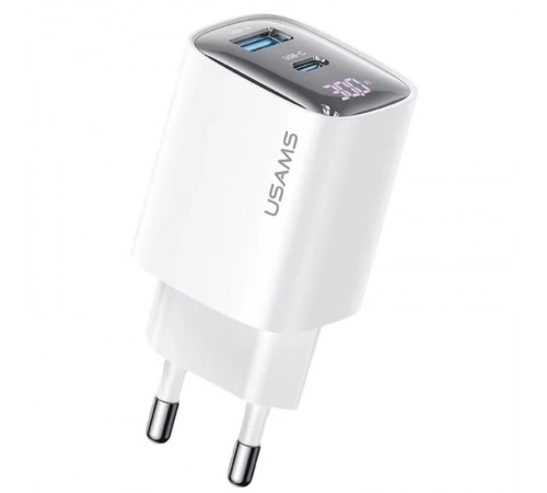 МЗП Usams US-CC229 GaN Digital Display XC Ser. 30W (1USB-A/1C) White МЗП Usams US-CC229 GaN Digital Display XC Ser. 30W (1USB-A/1C) White