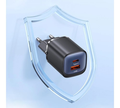 МЗП Usams US-CC254 GaN HC Ser. 30W (1USB-A/1C) Black МЗП Usams US-CC254 GaN HC Ser. 30W (1USB-A/1C) Black