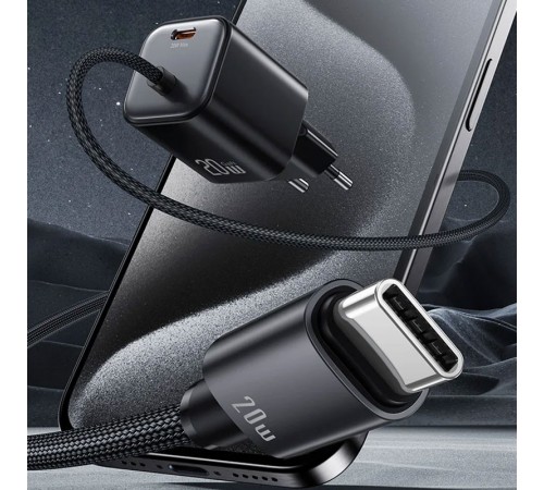 МЗП Usams US-CC261 GaN JC Ser. 20W (2USB-C) + кабель Type-C to Type-C Black МЗП Usams US-CC261 GaN JC Ser. 20W (2USB-C) + кабель Type-C to Type-C Black
