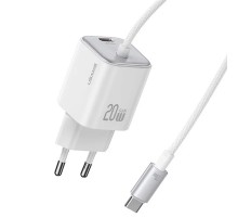 МЗП Usams US-CC261 GaN JC Ser. 20W (2USB-C) + кабель Type-C to Type-C White