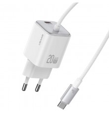МЗП Usams US-CC261 GaN JC Ser. 20W (2USB-C) + кабель Type-C to Type-C White