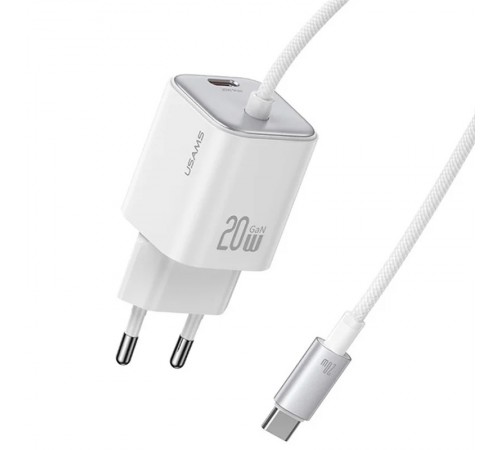МЗП Usams US-CC261 GaN JC Ser. 20W (2USB-C) + кабель Type-C to Type-C White МЗП Usams US-CC261 GaN JC Ser. 20W (2USB-C) + кабель Type-C to Type-C White