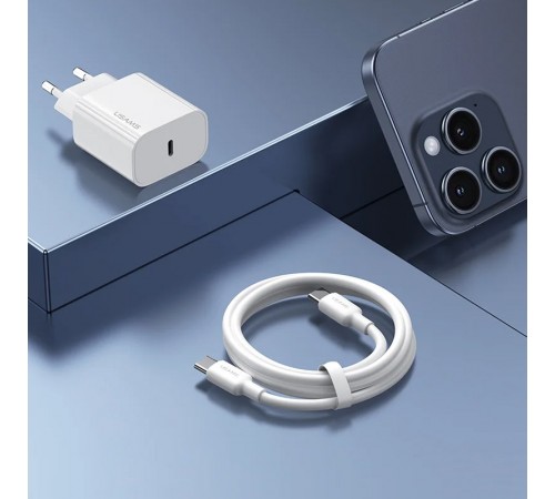 МЗП Usams US-CC226 Kit-Yi Ser. 20W (1USB-C) + кабель Type-C to Type-C White МЗП Usams US-CC226 Kit-Yi Ser. 20W (1USB-C) + кабель Type-C to Type-C White