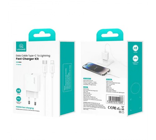 МЗП Usams US-CC226 Kit-Yi Ser. 20W (1USB-C) + кабель Type-C to Lightning White МЗП Usams US-CC226 Kit-Yi Ser. 20W (1USB-C) + кабель Type-C to Lightning White