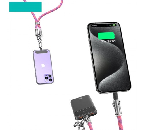 Дата кабель-шнурок Usams US-SJ745 Type-C to Type-C 60W (1.2m) Pink