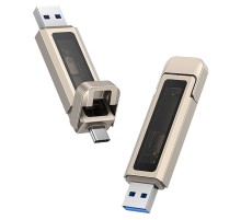 Флеш накопичувач USAMS US-ZB279 USB3.2+Type-C GEN1 Dual Ports Aluminum Alloy 10G Flash Drive 256G Silver