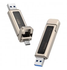 Флеш накопичувач USAMS US-ZB280 USB3.2+Type-C GEN1 Dual Ports Aluminum Alloy 10G Flash Drive 512Gb Silver