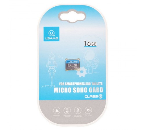 Карта пам'яті USAMS US-ZB093 TF High Speed Card 16 Gb (по adapter) Blue Карта пам'яті USAMS US-ZB093 TF High Speed Card 16 Gb (по adapter) Blue