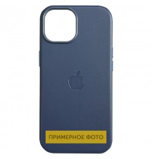 Шкіряний чохол Leather Case (AAA) with MagSafe and Animation для Apple iPhone 16 (6.1") Blue