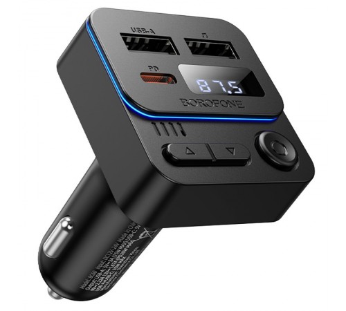 АЗП FM модулятор Borofone BC60 Hero 35W (2USB-A/1C) Black АЗП FM модулятор Borofone BC60 Hero 35W (2USB-A/1C) Black