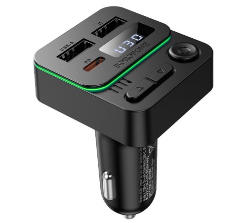 АЗП FM модулятор Borofone BC60 Hero 35W (2USB-A/1C) Black АЗП FM модулятор Borofone BC60 Hero 35W (2USB-A/1C) Black