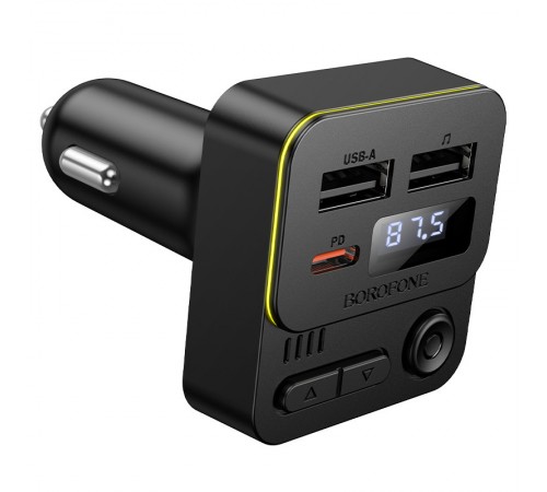 АЗП FM модулятор Borofone BC60 Hero 35W (2USB-A/1C) Black АЗП FM модулятор Borofone BC60 Hero 35W (2USB-A/1C) Black