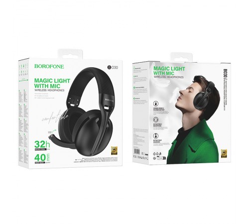 Накладні бездротові навушники BOROFONE BO30 Magic light Black Накладні бездротові навушники BOROFONE BO30 Magic light Black