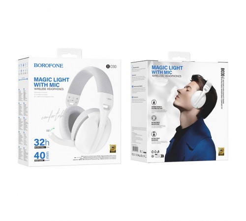 Накладні бездротові навушники BOROFONE BO30 Magic light White Накладні бездротові навушники BOROFONE BO30 Magic light White