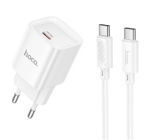 МЗП Hoco C146A Charm PD20W (1USB-C) + кабель Type-C to Type-C White