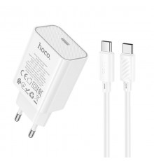 МЗП Hoco C143A Benefit PD20W (1USB-C) + кабель Type-C to Type-C White
