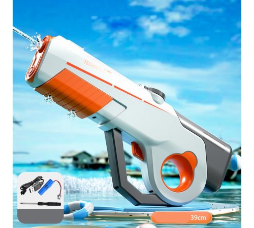 Водяний акумуляторний автомат Water Gun 8002C (600ml) with lithium battery White / Orange Водяний акумуляторний автомат Water Gun 8002C (600ml) with lithium battery White / Orange