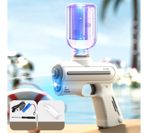 Водяний акумуляторний пістолет Water Gun 9007B (200ml) with lithium battery White Водяний акумуляторний пістолет Water Gun 9007B (200ml) with lithium battery White