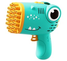 Пістолет для мильних бульбашок Dinosaur Bubble Gun з насадкою на 40 отворів 50ml Green