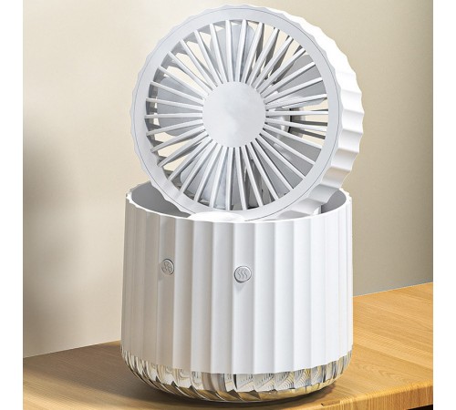 Настільний вентилятор Rapid Cooling 3in1 з водяним охолодженням і підсвічуванням 1200 mAh White