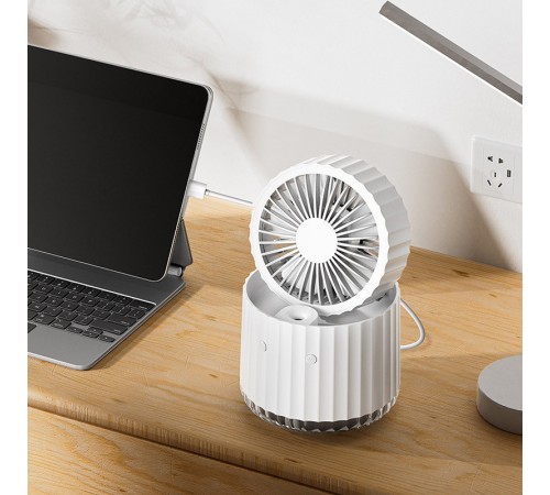Настільний вентилятор Rapid Cooling 3in1 з водяним охолодженням і підсвічуванням 1200 mAh White