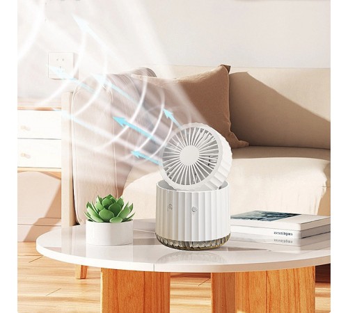 Настільний вентилятор Rapid Cooling 3in1 з водяним охолодженням і підсвічуванням 1200 mAh White
