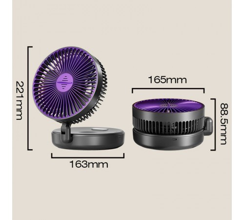 Портативний вентилятор Folding Light Fan 3in1 5000mAh Grey Портативний вентилятор Folding Light Fan 3in1 5000mAh Grey