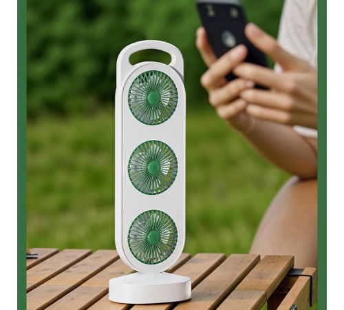 Настільний вентилятор Three Head Fan 1200 mAh Green