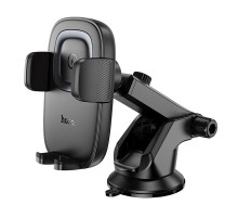 Автотримач з БЗП Hoco HW32 Crown push-type (center console) Black / Metal gray