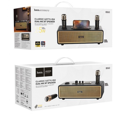 Bluetooth Колонка Hoco BS63 Graceful + два мікрофона Black