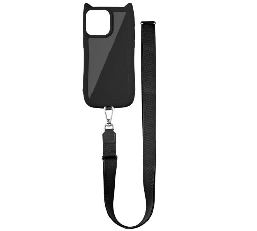 Чохол TPU GETMAN Cat with straps для Apple iPhone 15 Pro Max (6.7") Black Чохол TPU GETMAN Cat with straps для Apple iPhone 15 Pro Max (6.7") Black