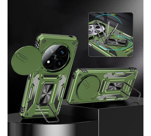 Ударостійкий чохол Camshield Army Ring для Xiaomi Redmi Note 14 Pro 4G/5G / Poco X7 Оливковий / Army Green Ударостійкий чохол Camshield Army Ring для Xiaomi Redmi Note 14 Pro 4G/5G / Poco X7 Оливковий / Army Green