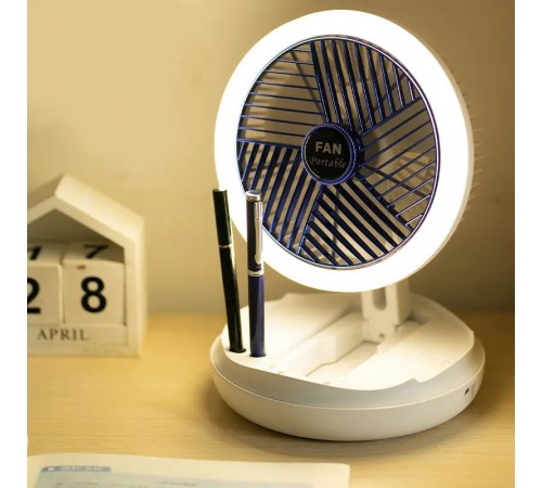 Настільний складной вентилятор Folding Fan 2in1 with Night Light White Настільний складной вентилятор Folding Fan 2in1 with Night Light White