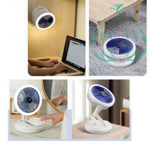 Настільний складной вентилятор Folding Fan 2in1 with Night Light White Настільний складной вентилятор Folding Fan 2in1 with Night Light White