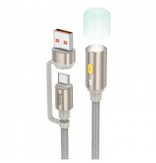 Кабель-світильник Hoco UA38C USB/Type-C to LED (0.3m) Gold