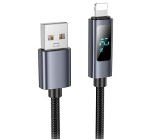 Дата кабель Hoco X112 Favor with display USB to Lightning 2.4A (1m) Black