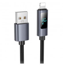 Дата кабель Hoco X112 Favor with display USB to Lightning 2.4A (1m) Black
