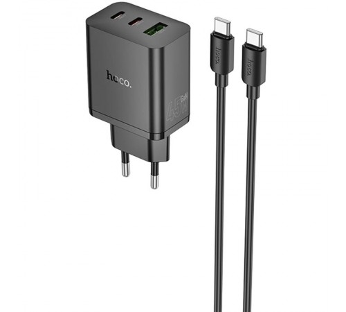 МЗП Hoco N50 Scenery PD45W (1USB-A/2C) + кабель Type-C to Type-C Black МЗП Hoco N50 Scenery PD45W (1USB-A/2C) + кабель Type-C to Type-C Black