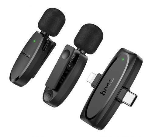 Петличний бездротовий мікрофон Hoco L15 Dual-mic clip-on wireless digital (Lightning/Type-C) Black Петличний бездротовий мікрофон Hoco L15 Dual-mic clip-on wireless digital (Lightning/Type-C) Black