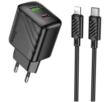 МЗП Hoco CS25A Rico PD20W+QC3.0 (1USB-A/1C) + кабель Type-C to Lightning Black