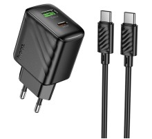МЗП Hoco CS25A Rico PD20W+QC3.0 (1USB-A/1C) + кабель Type-C to Type-C Black