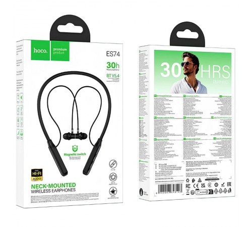 Bluetooth навушники Hoco ES74 Refinado neck-mounted Black Bluetooth навушники Hoco ES74 Refinado neck-mounted Black