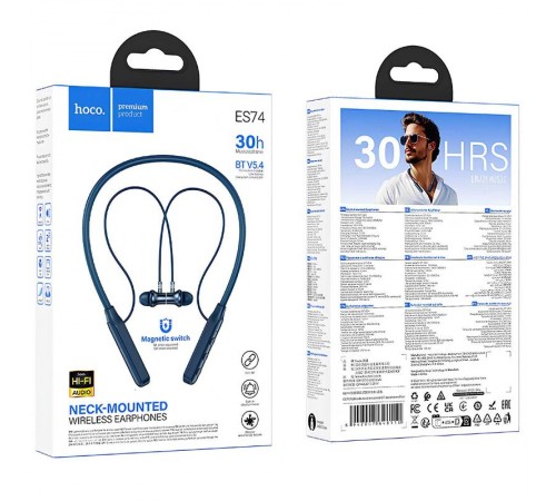 Bluetooth навушники Hoco ES74 Refinado neck-mounted Blue